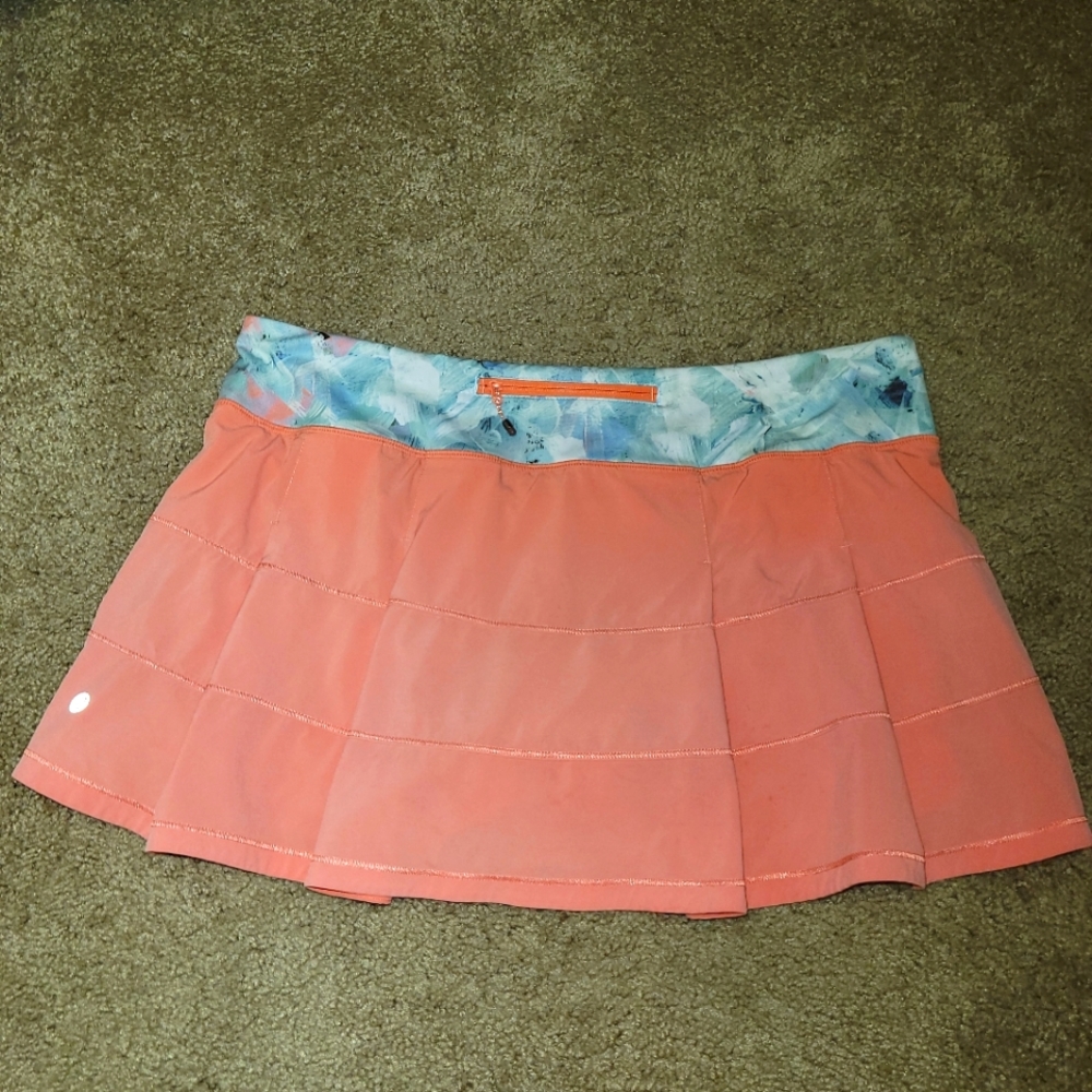 Lululemon Pace Rival Skirt Size 12 Coral/Blue